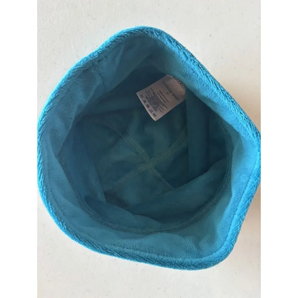Land's End Teal Fleece Velour Winter Hat Beanie Cap Youth Size Medium‎